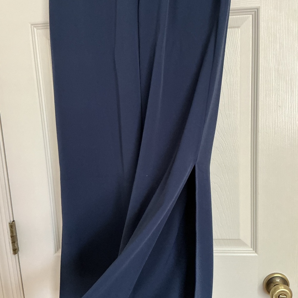 MELLODAY Deep Blue Gathered Waist Dress Pant